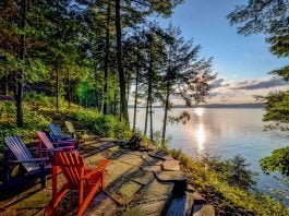 Fairy Lake cottage with Adirondack chairs