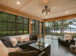 living room in a lake rosseau cottage for sale