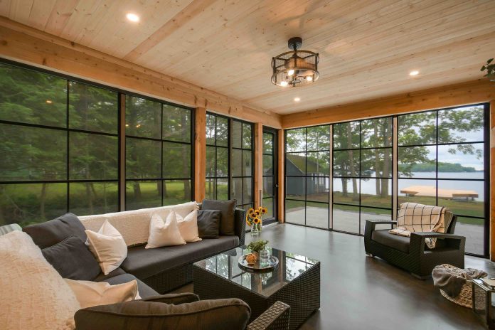 living room in a lake rosseau cottage for sale